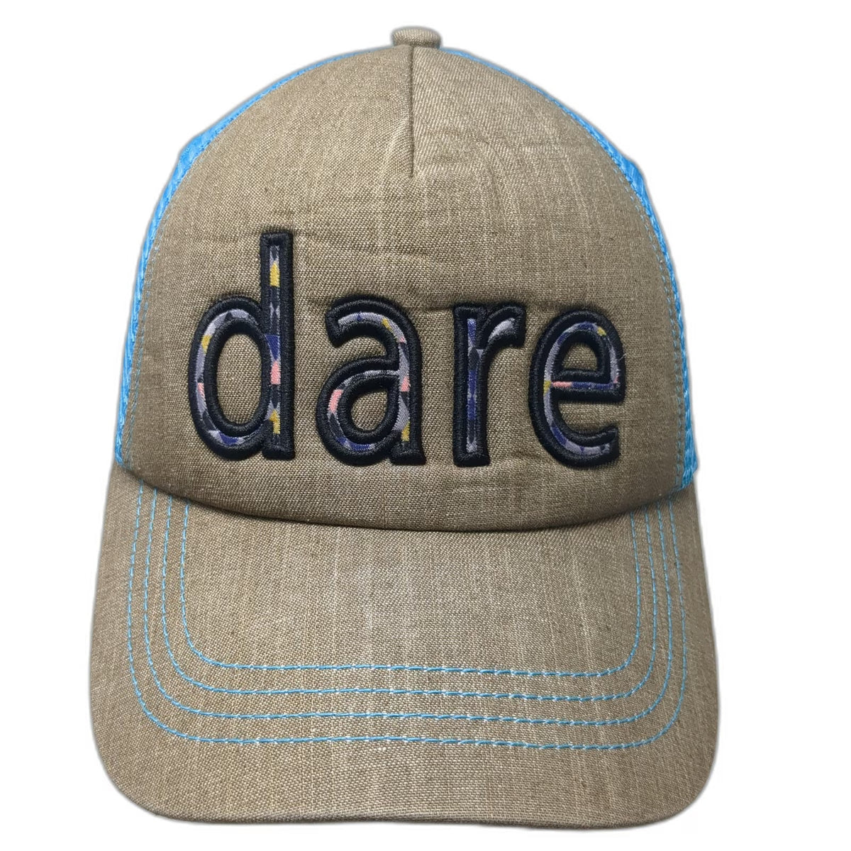 Pistil Trucker Hat Brown One Size Mesh Back Snapback Dare Logo Blue Mesh