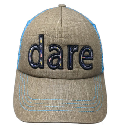Pistil Trucker Hat Brown One Size Mesh Back Snapback Dare Logo Blue Mesh