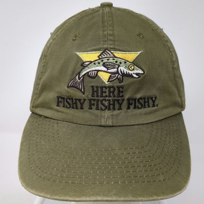 Drew Pearson Baseball Cap Green OS Here Fishy Fishy Fishy Slideback Fishing Hat