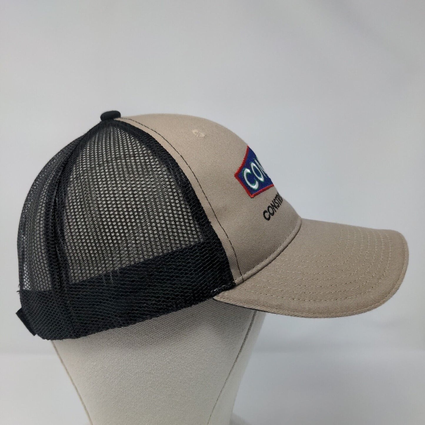 Conmas Construction Supply Strapback Trucker Hat Tan OSFA Mesh Back