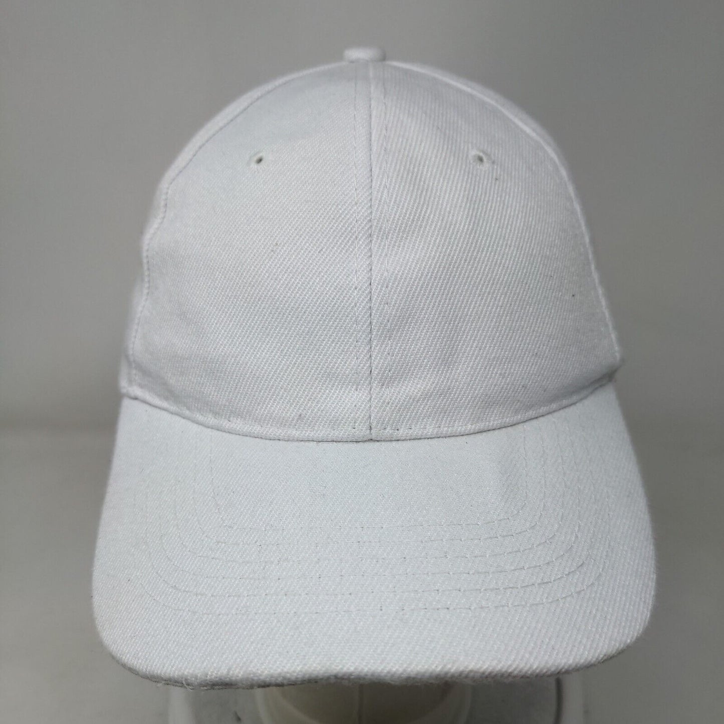 Unbranded Srapback Hat White One Size Adjustable Vented Holes 6 Panel Blank
