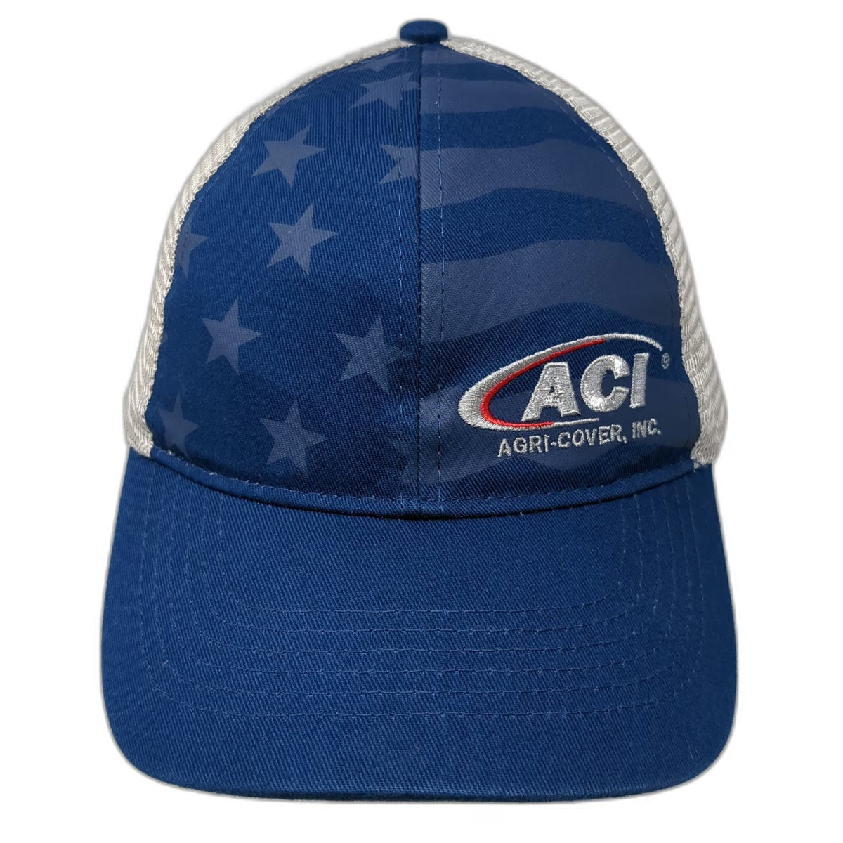 Agri-Cover ACI Trucker Hat Blue OSFM Snapback American Flag Jamestown ND Mesh