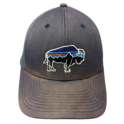 Patagonia Trucker Hat Blue One Size Bison Skyline Mountain Mesh Snapback