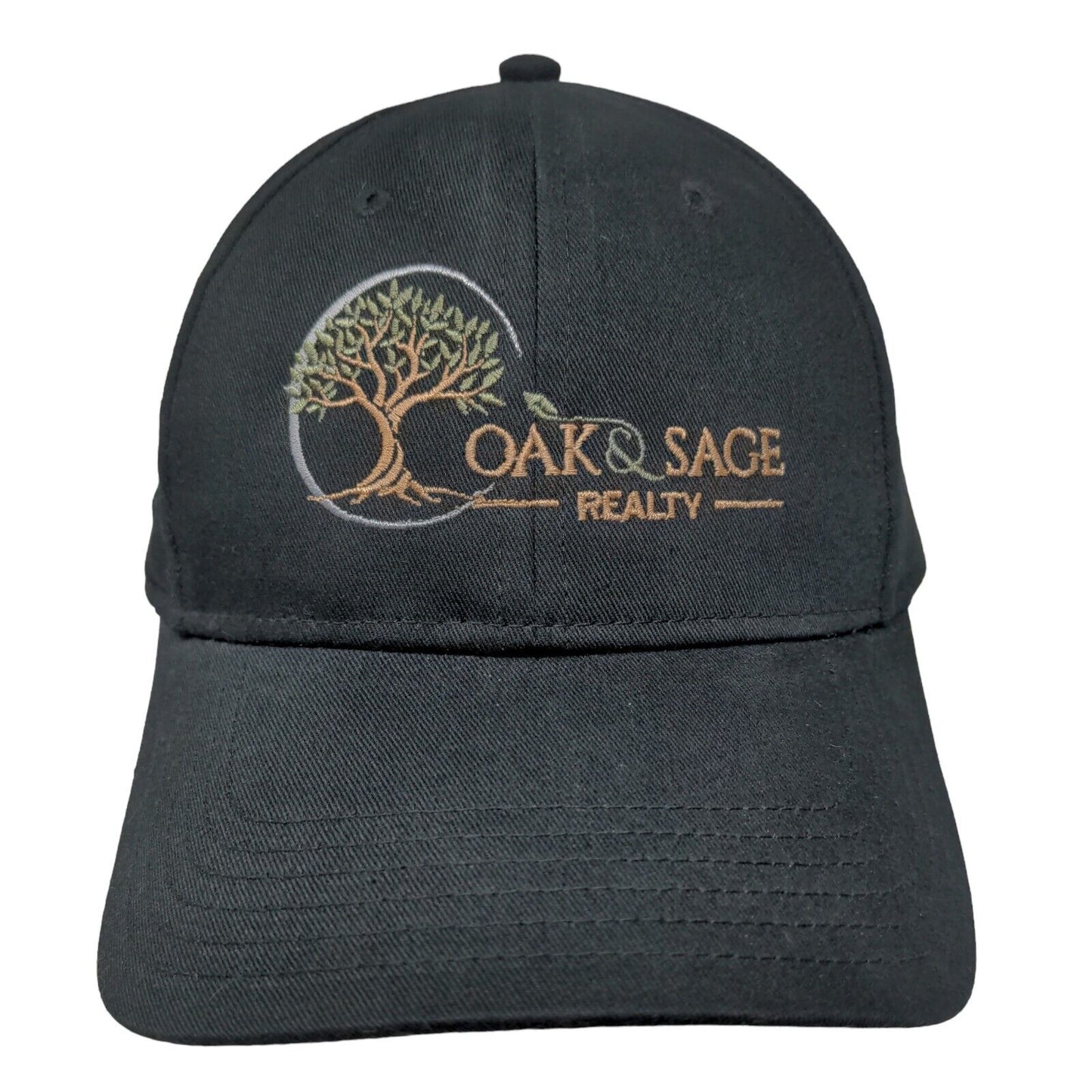 Oak & Sage Realty Strapback Hat Black OSFM Embroidered 6 Panel Otto