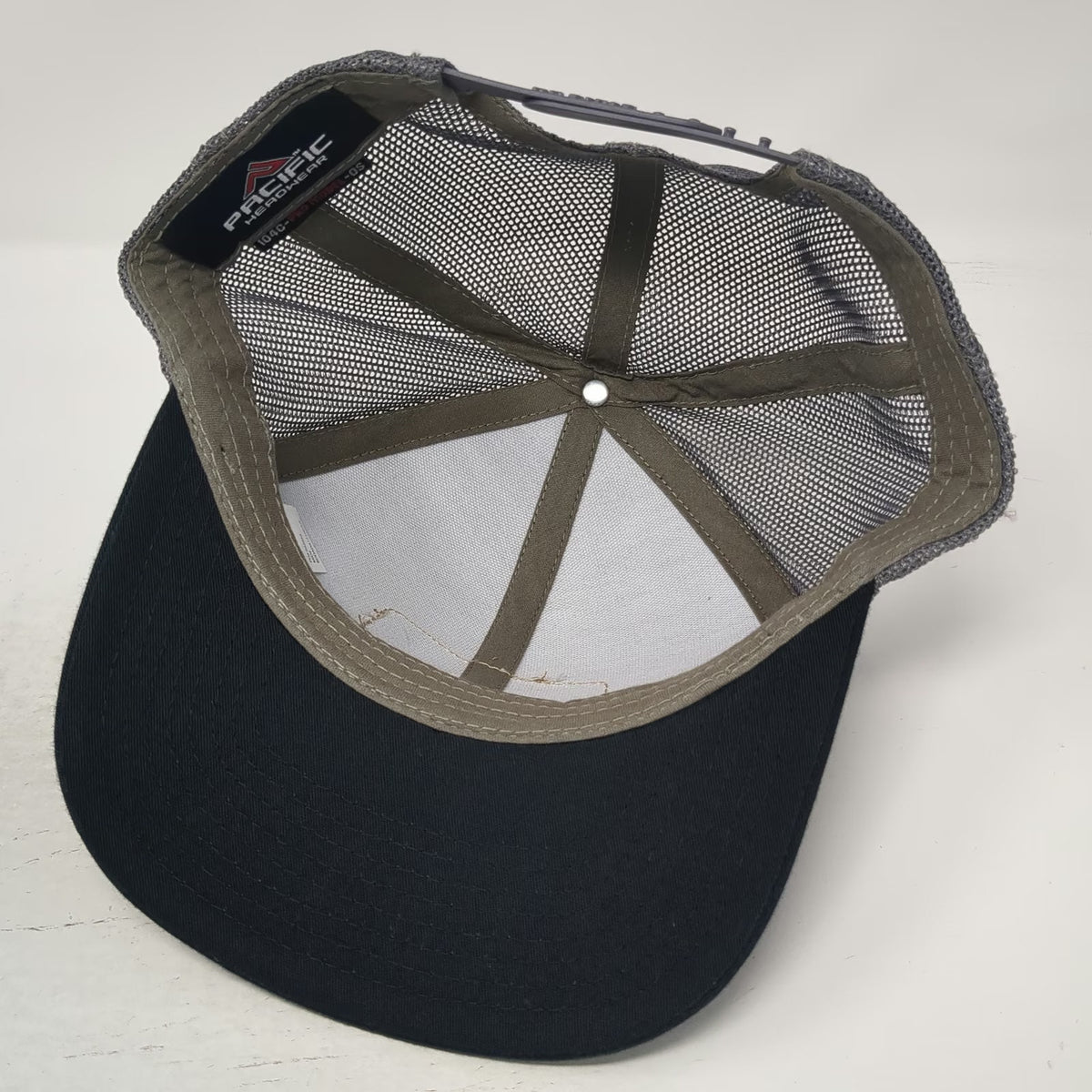Pacific Headwear Trucker Hat Black One Size Snapback Mesh Leather Patch Logo