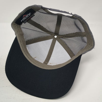 Pacific Headwear Trucker Hat Black One Size Snapback Mesh Leather Patch Logo