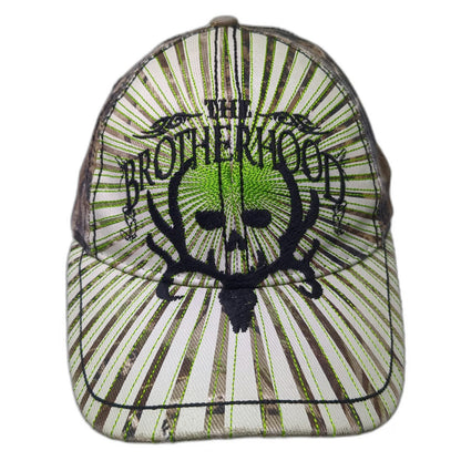 Bone Collector Baseball Cap White Green XL Camo Skull Antlers Brotherhood Hat