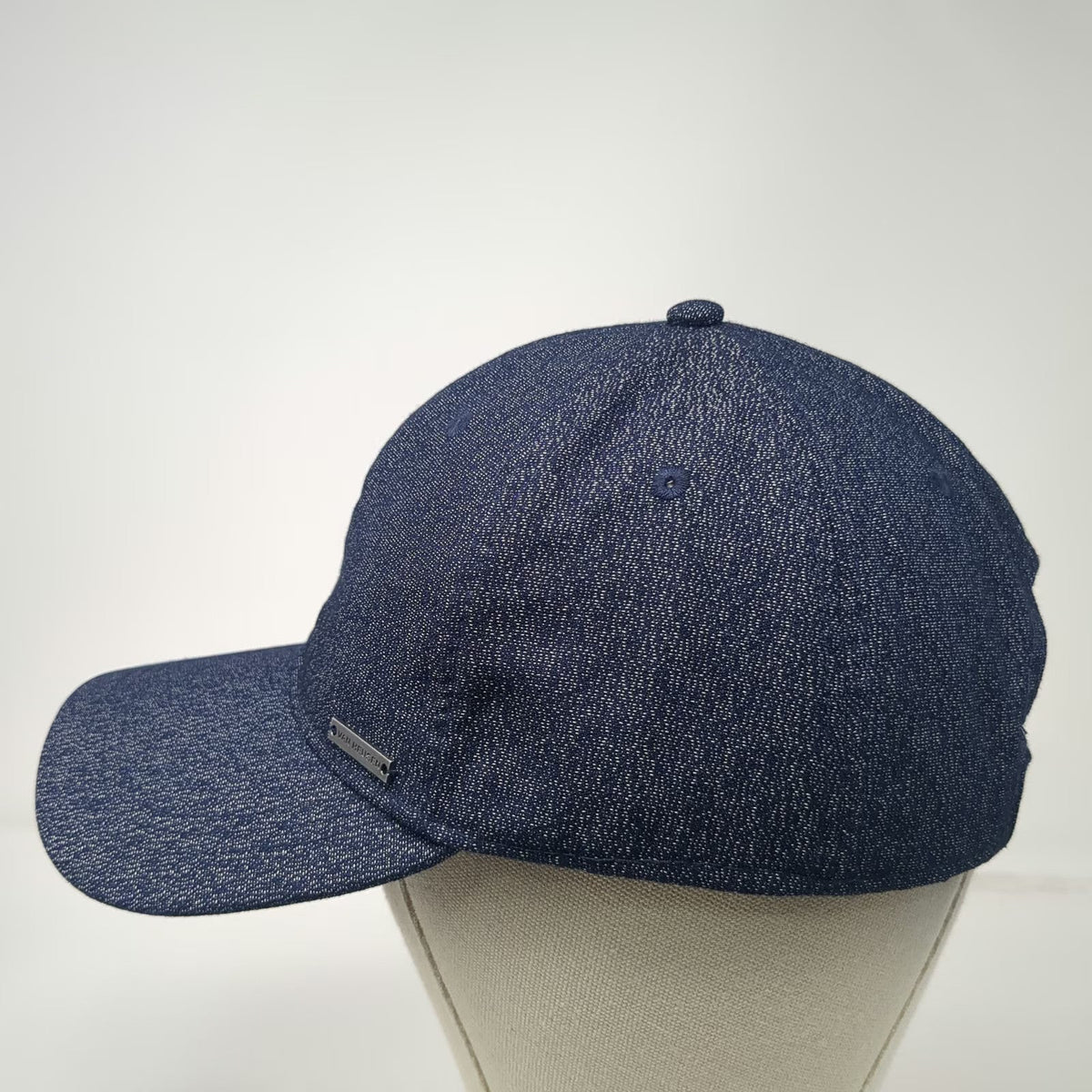 Van Heusen Baseball Cap Blue One Size Metal Logo Heathered Wool Blend Hat