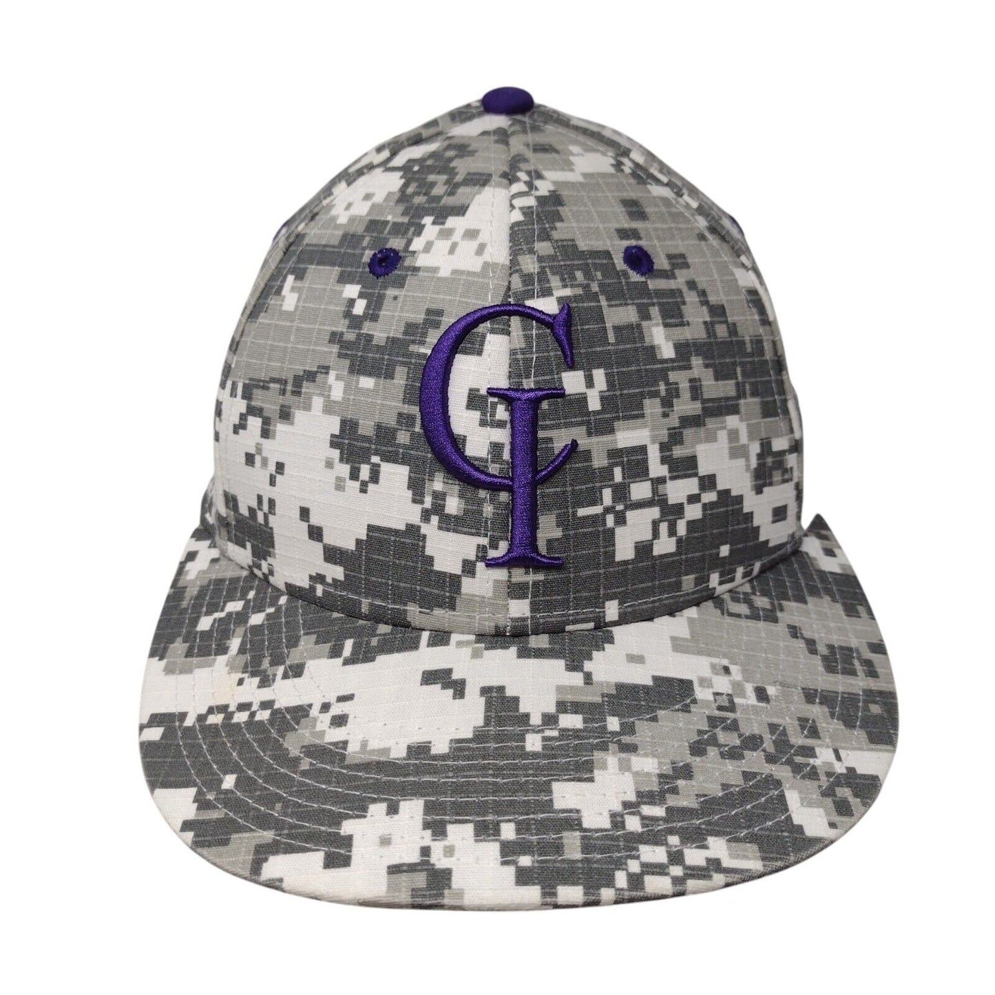 CI Fitted Hat Gray Camouflage Medium A-Flex Embroidered 6 Panel The Game Pro