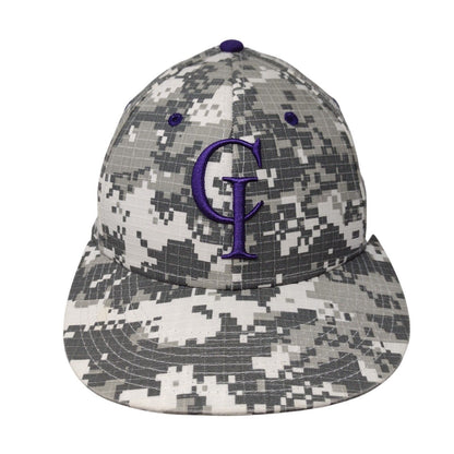 CI Fitted Hat Gray Camouflage Medium A-Flex Embroidered 6 Panel The Game Pro