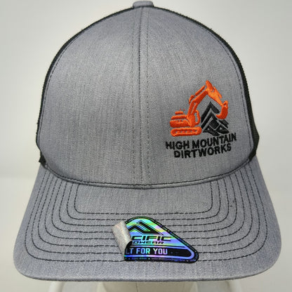 Pacific Headwear Trucker Hat Gray Black One Size High Mountain Dirtworks Logo