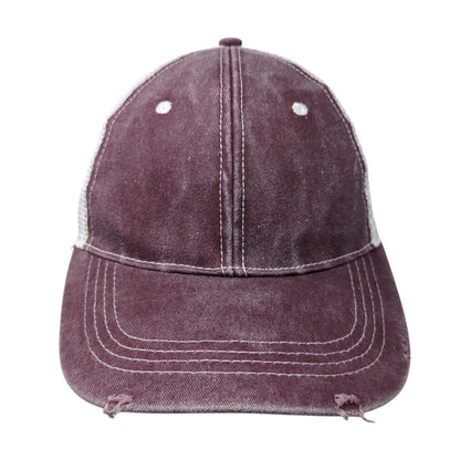 Unbranded Strapback Trucker Hat Red OS Adjustable Mesh Back Distressed Blank