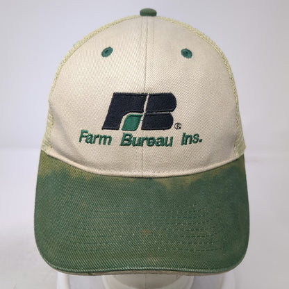Otto Trucker Hat Beige Green One Size Farm Bureau Insurance Logo Mesh Snapback