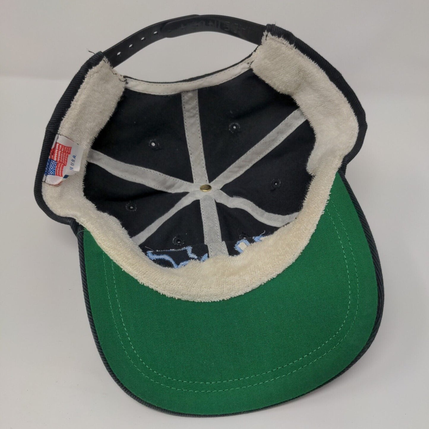 Blues Snapback Hat Black OSFA Adjustable Embroidered Vented Holes 6 Panel