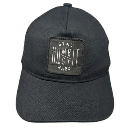 Trucker Hat Black One Size Stay Humble Hustle Hard Patch Snapback Mesh Back Hat