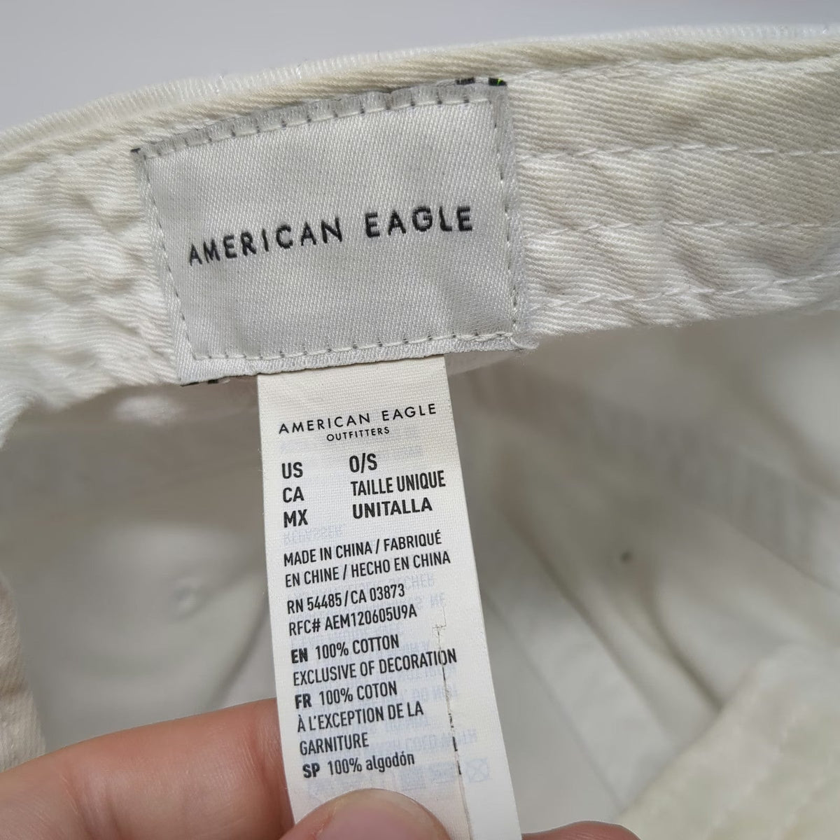 American Eagle Baseball Cap White Blue One Size Embroidered Logo Slideback Hat