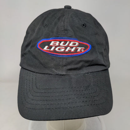 Bud Light Snapback Hat Black OSFA Adjustable Embroidered Vented Holes 6 Panel