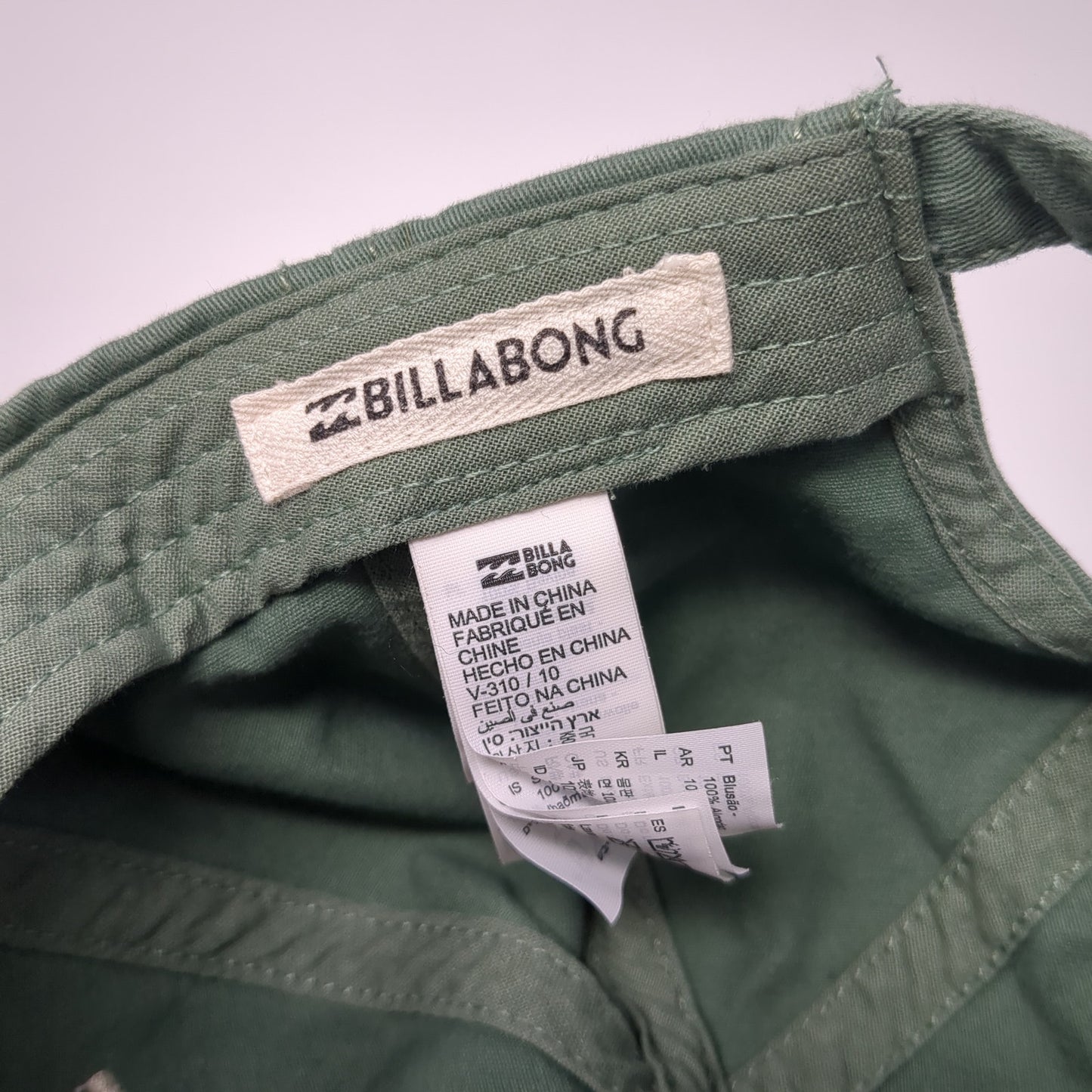 Welcome To Pardise Slideback Baseball Cap Green One Size Adjustable Billabong