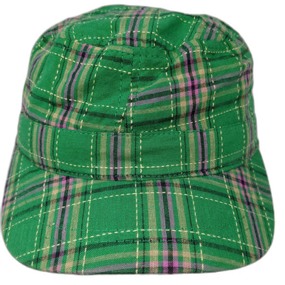 Putnam Sourcing Group Army Cap Green One Size Plaid Pattern Cotton Hat Flat Top
