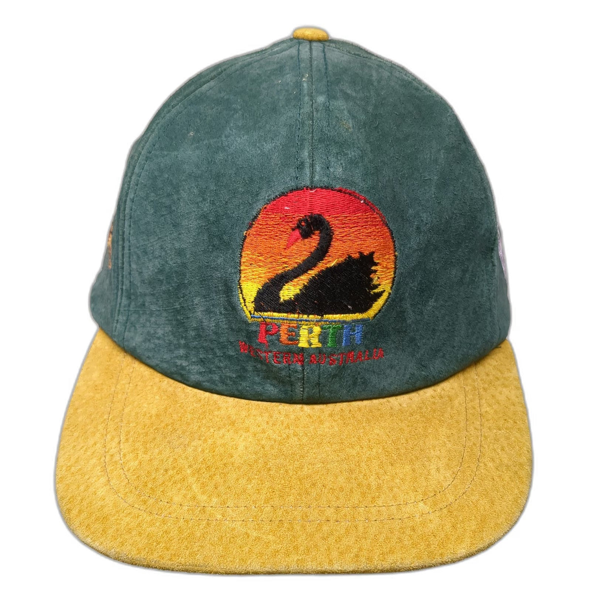 Perth Western Australia Green Baseball Cap One Size Leather Suede Hat Koala Swan