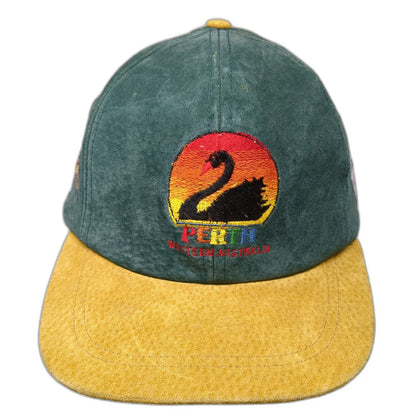 Perth Western Australia Green Baseball Cap One Size Leather Suede Hat Koala Swan