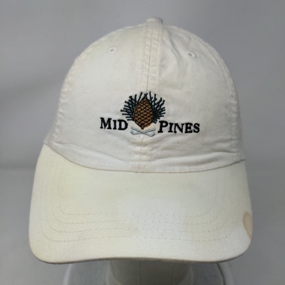 Mid Pines Strapback Hat Cream OSFA Adjustable Embroidered 6 Panel Imperial