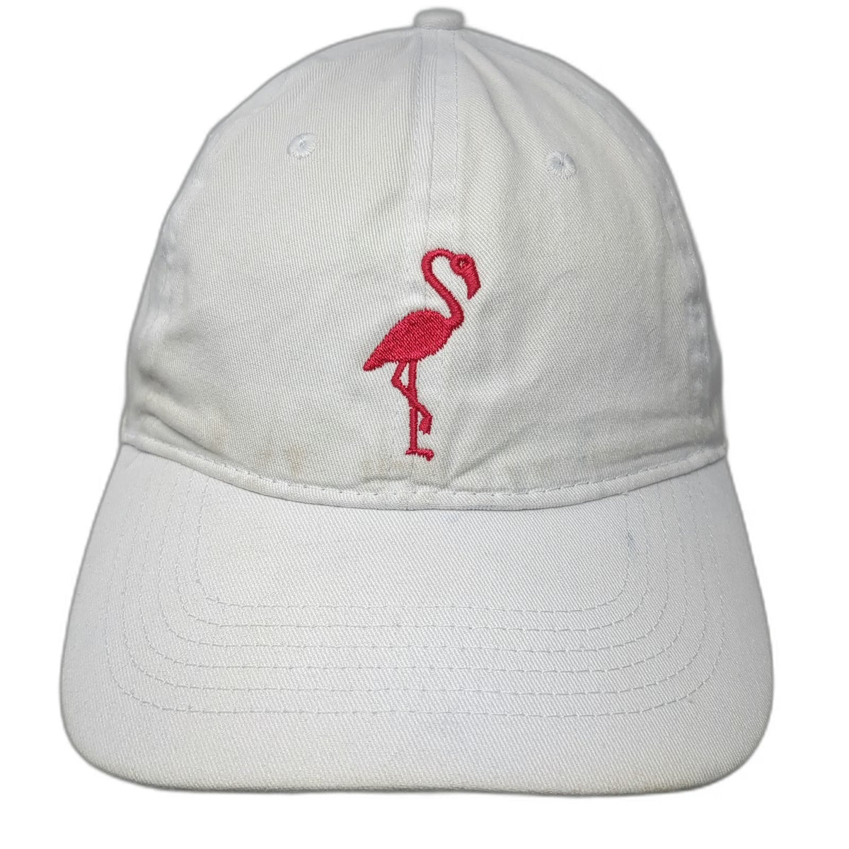 Big Baseball Cap White One Size Flamingo Yooz Logo Strapback Cotton Hat