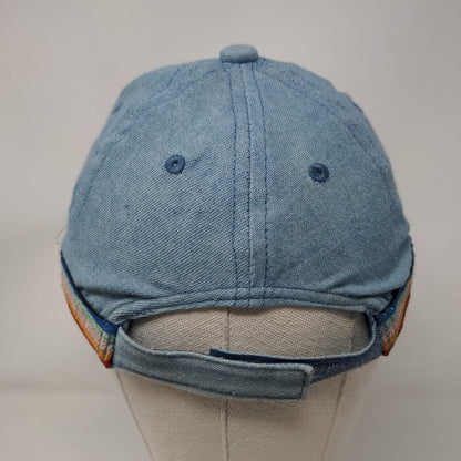 Star Sequin Strapback Hat Blue One Size Adjustable Striped Trim 5 Panel