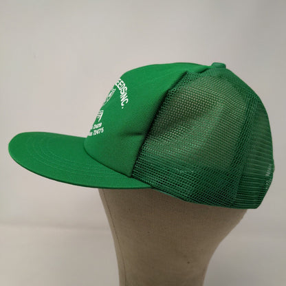 Cullum Seeds Men's Snapback Mesh Back Trucker Hat Green Adjustable Vintage USA