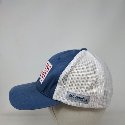 Columbia PFG Fitted Trucker Hat Blue L/XL Embroidered Mesh Back 6 Panel