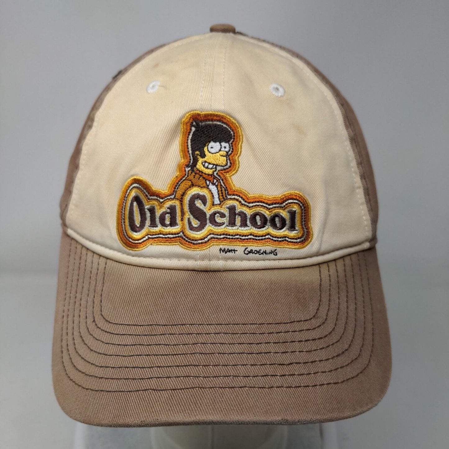 Old School Matt Groening Strapback Hat Brown Embroidered The Simpsons Anoma