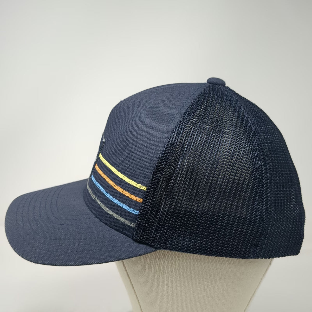 Travis Mathew Trucker Hat Blue One Size Snapback Mesh Horizontal Stripes Golf