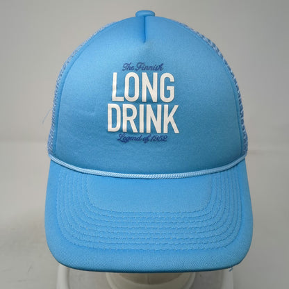 The Finnish Long Drink Trucker Hat Blue One Size Snapback Mesh Back Rope Brim