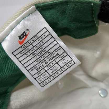 Nike Baseball Cap Hat One Size Beige Brown Golf 18 Patch Strapback Green Brim