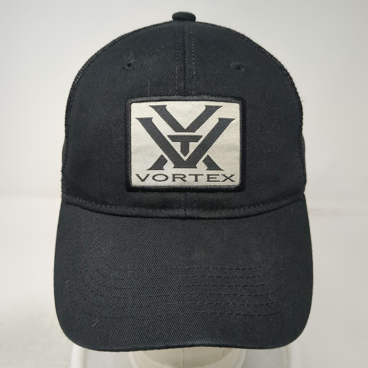 Vortex Trucker Hat Black One Size Mesh Back Snapback Logo Patch Optic Logo