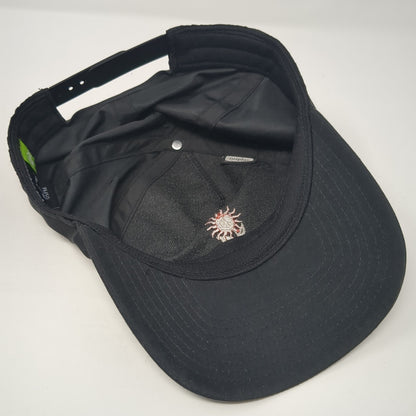 Flaming Peace Sign Snapback Hat Black One Size Adjustable Embroidered Quiksilver