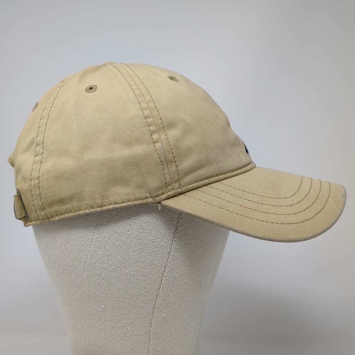 Nautica Baseball Cap Beige One Size Slideback 100% Cotton Blue Sail Strap Hat