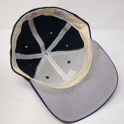 New Era BC Logo Pro Model Fitted Hat Black Purple Size 7 1/2 USA Made Vintage