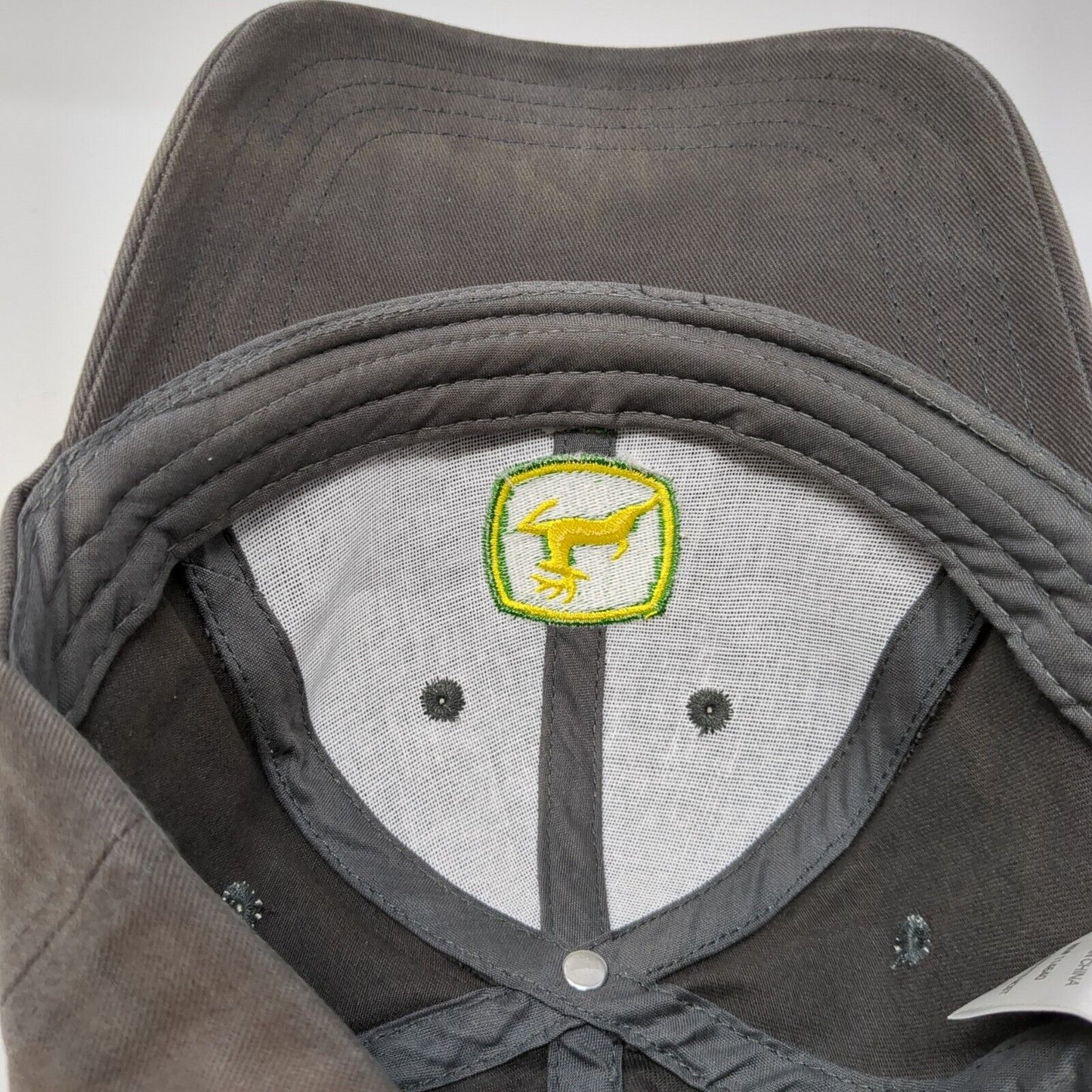 John Deere Slideback Hat Gray One Size Embroidered Logo Adjustable