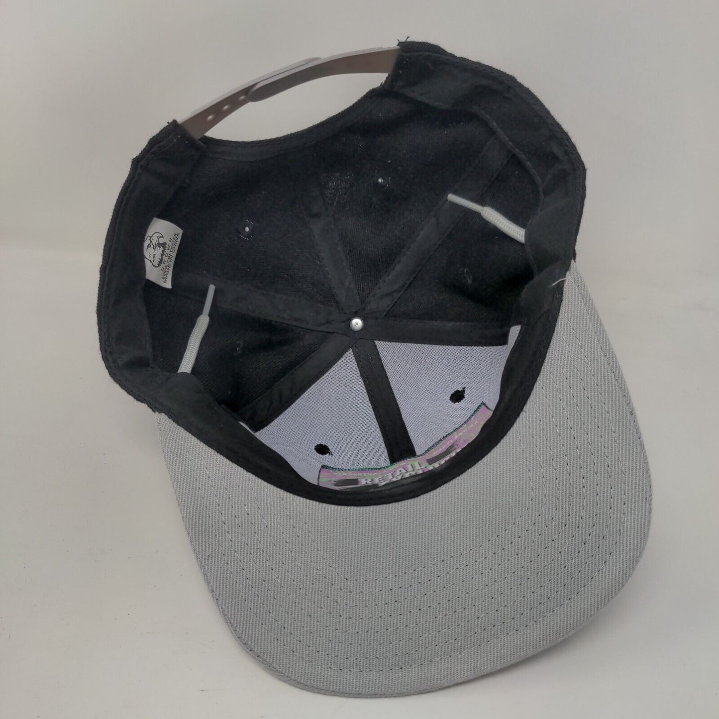 Heart Snapback Hat Black One Size Adjustable Embroidered Rope Lace 6 Panel Crown