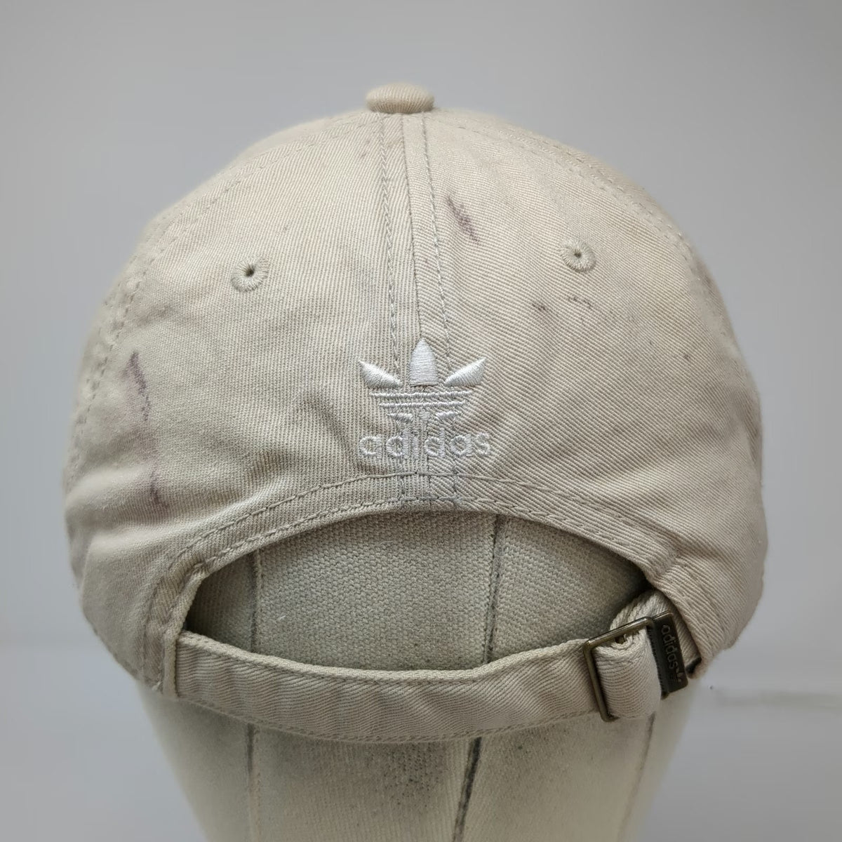 Adidas Baseball Cap Beige One Size Trefoil Embroidered Logo Slideback Hat