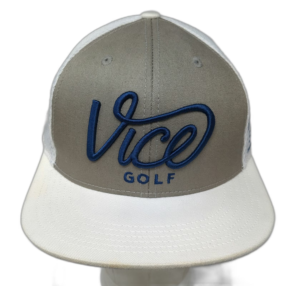 Vice Golf Trucker Hat Gray White Blue One Size Mesh Back Snapback Squad Patch