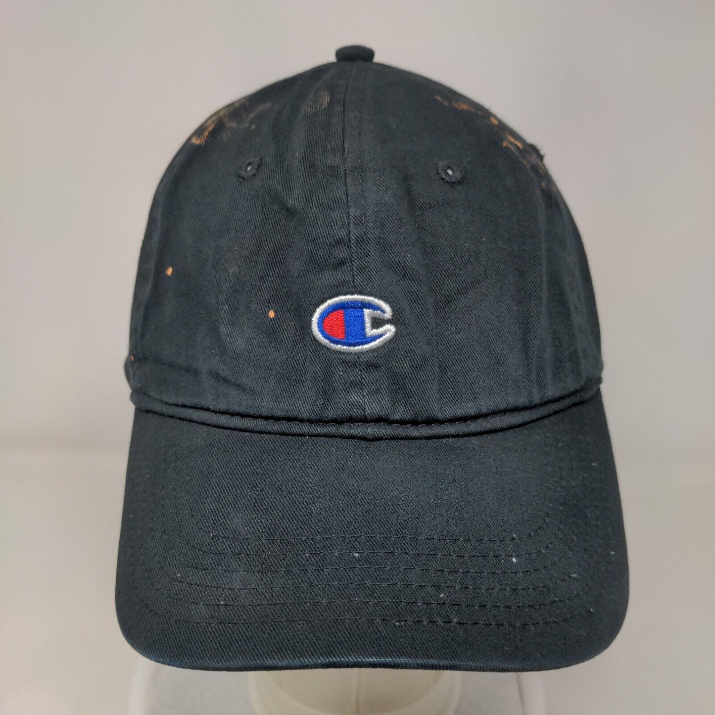 Champion Slideback Hat Black OSFA Adjustable Embroidered Logo 6 Panel