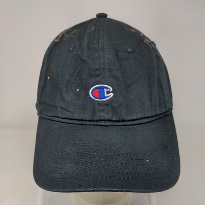 Champion Slideback Hat Black OSFA Adjustable Embroidered Logo 6 Panel