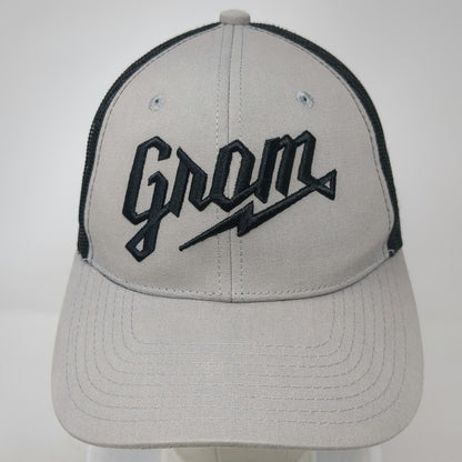 Grom Trucker Hat Gray One Size Mesh Back Snapback Logo Embroidered Baseball Cap