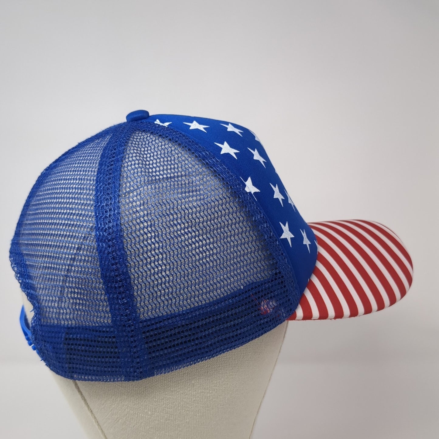 Smiley Face Stars & Stripes Trucker Hat Multicolor One Size Mesh Back Patriotic