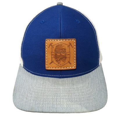 Richardson 112 Trucker Hat Blue Gray White One Size Leather Patch Snapback