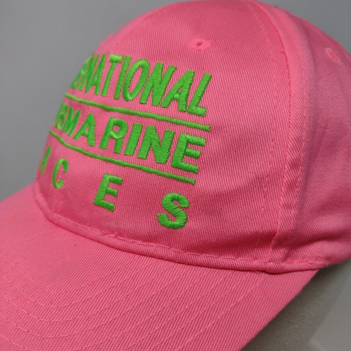 International Submarine Races Strapback Hat Pink Embroidered Logo Adjustable