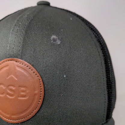 CSB Leather Patch Snapback Mesh Back Trucker Hat Gray One Size Colorblock