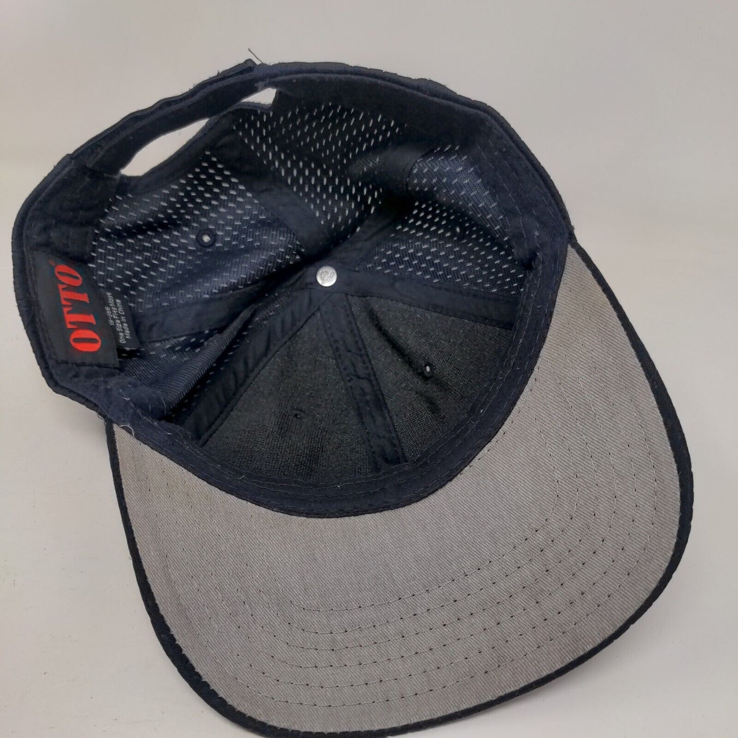 Otto Strapback Hat Blue OSFM Adjustable Solid Mesh Vent Holes Blank